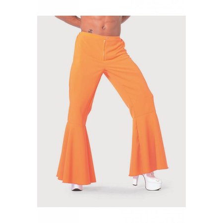 Hippie broek bi-stretch man neon oranje