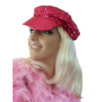 Cap/Pet glitter magenta roze