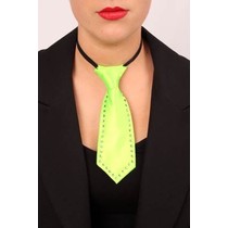 Mini stropdas fluor groen met strass steentjes