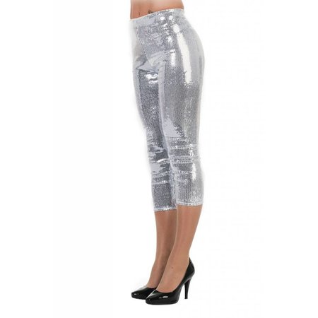 Legging pailletten stretch zilver