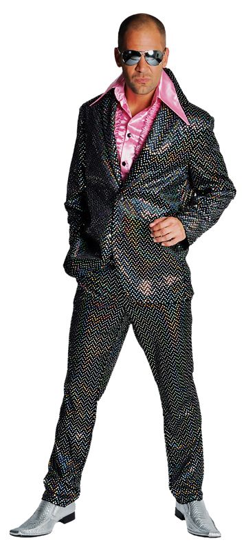 knecht taart geestelijke gezondheid Disco glitter kostuum elite zwart | Discokleding.com