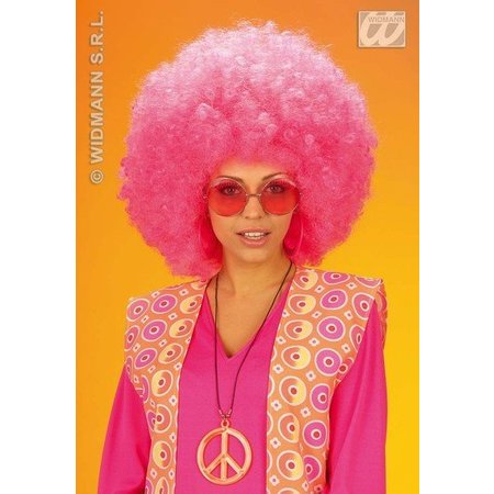 Pruik Afro roze extra krul elite