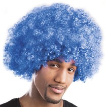 Pruik Afro Blauw