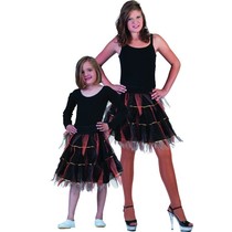 Petticoat zwart / oranje goud gestreept kind