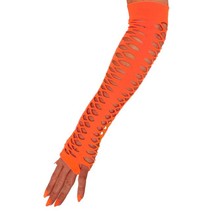 Handschoenen grote gaten fluor oranje 40cm