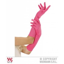 Handschoenen lang neon roze