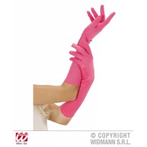 Handschoenen lang neon roze