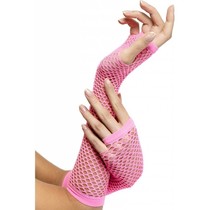 Visnet handschoenen hot pink