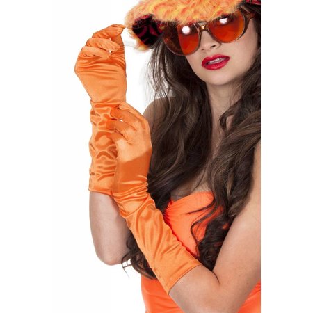Gala handschoenen satijn oranje 40 cm
