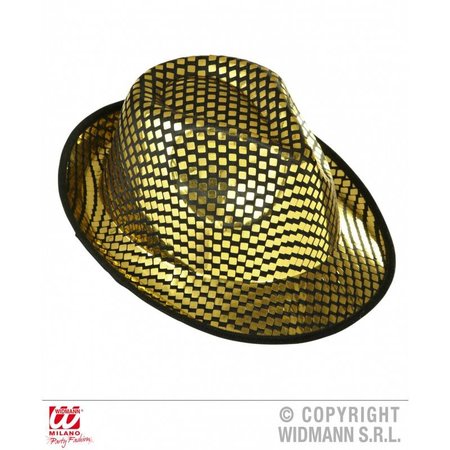 Fedora hoed vierkante pailletten goud