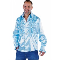 Blouse disco ruches populair blauw