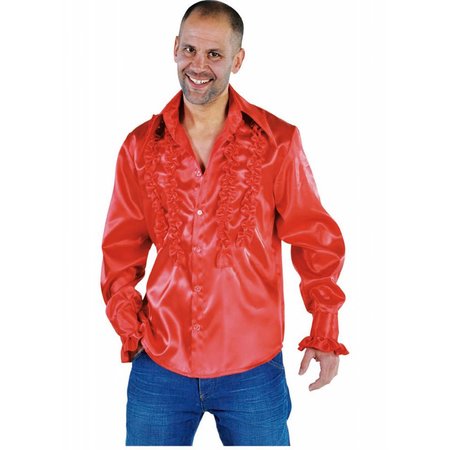 Blouse disco ruches populair rood