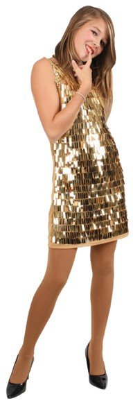 Luxe Vermelden nederlaag Pailletten jurk pijpjes metallic goud | Discokleding.com