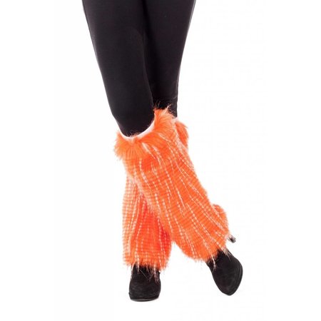 Beenwarmers pluche neon oranje