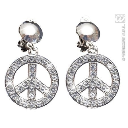 Peace and Love oorbellen Strass