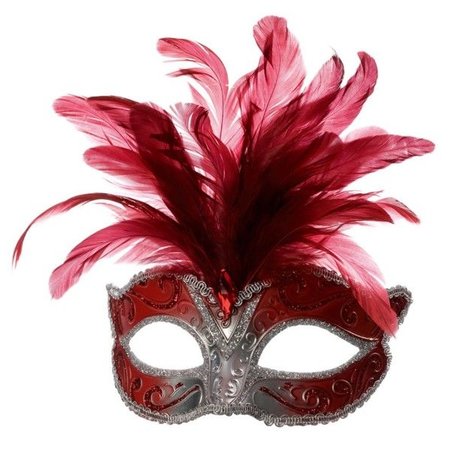 Venetiaanse masker grote veer rood