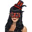 Burlesque oogmasker met hoedje rood/zwart