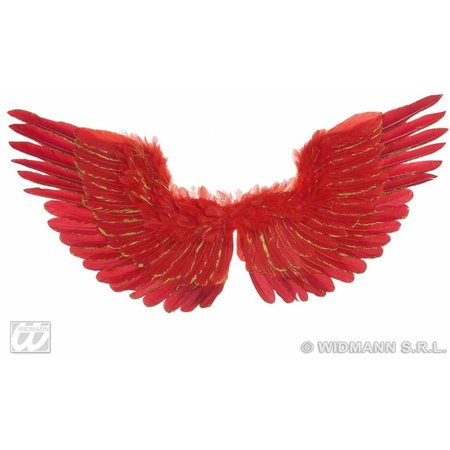 Vleugels rood met zilver glitter 86x42cm