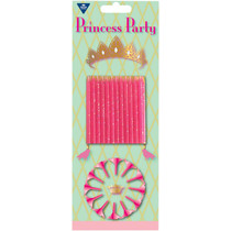 Roze Prinsessen Kaarsjes - 12 Stuks