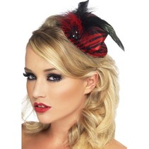 Mini hoedje Burlesque rood/zwart