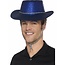 Cowboy glitter hoed plastic blauw