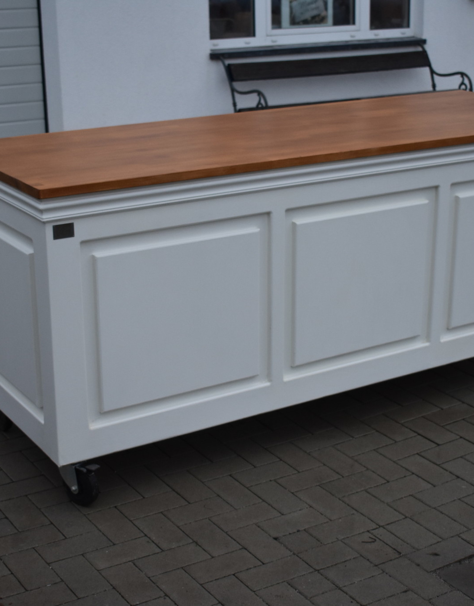 Counter Kitchen Island Bar with Oak Top, vintage look