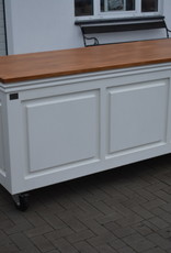 Counter Kitchen Island Bar with Oak Top and wheels, vintage look