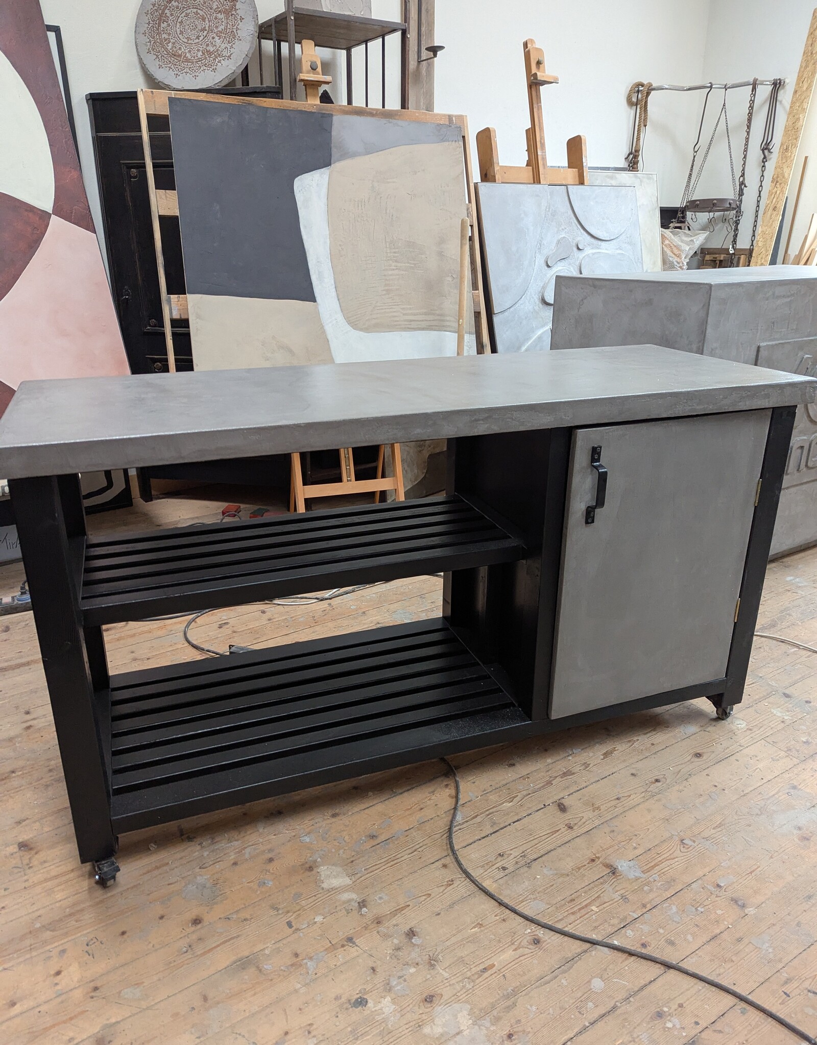 Barbecuemeubel / werktafel  met Beton Ciré Blad