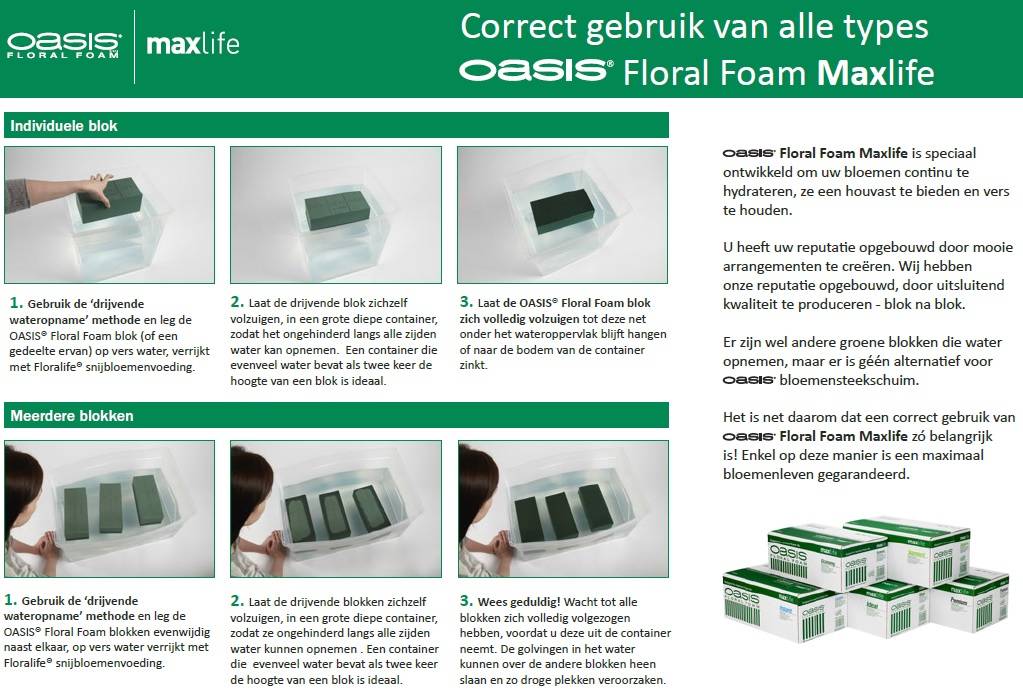 OASIS® Steekschuim Maxlife - Correct gebruik