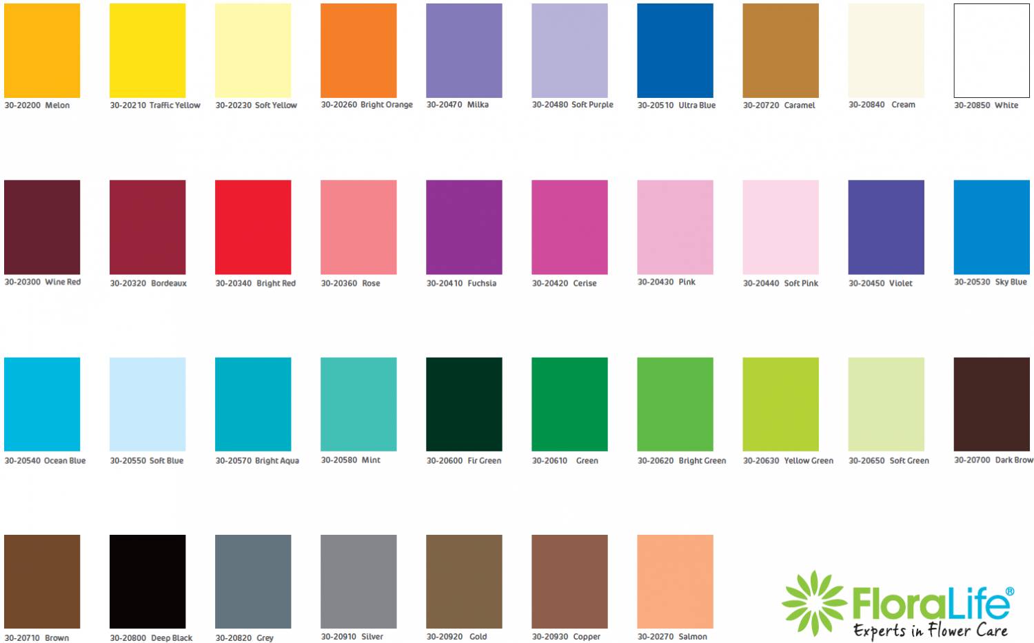Floralife® Aqua Color Spray - Kleurkaarten