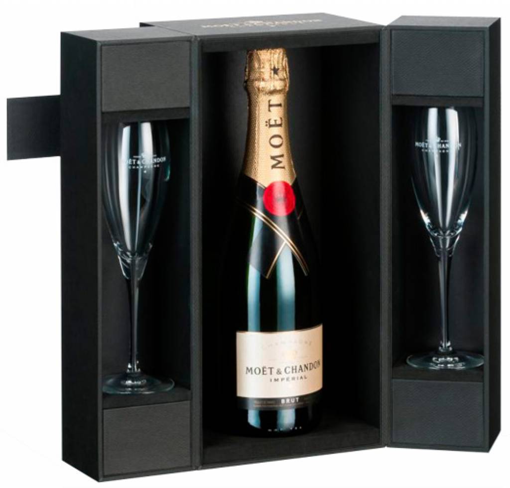 scheuren klif bar Moët & Chandon champagne met 2 flutes in luxe geschenkdoos - Champagne Babes