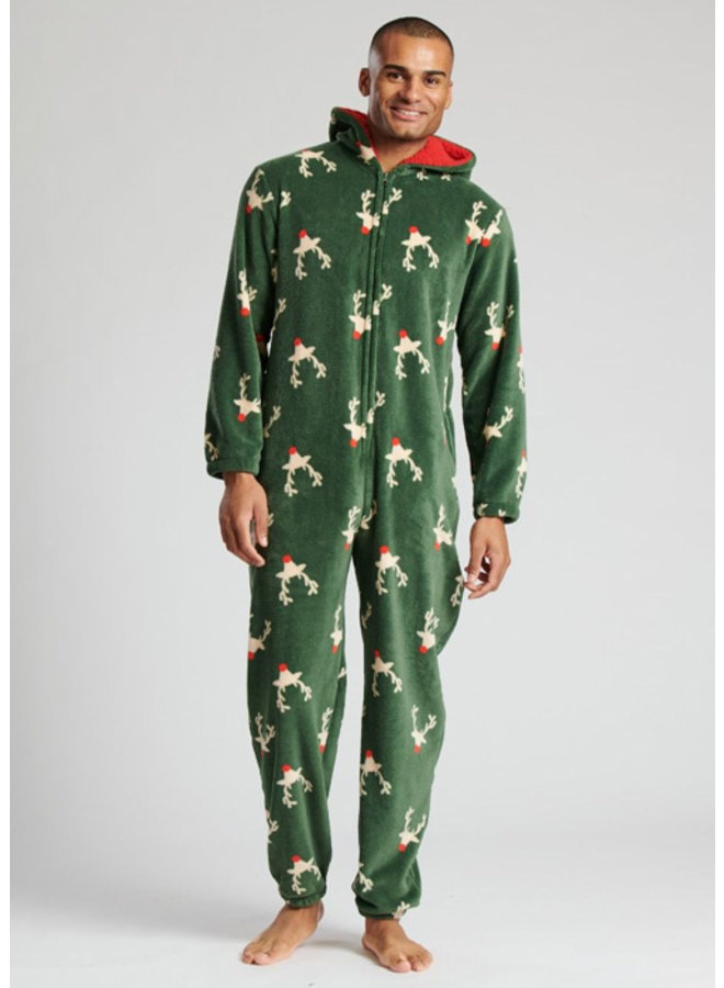 (Maat M) Onesie Rendieren Groen - Heren