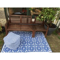 Wonder Rugs Poef voor in de tuin blauw wit met bijpassend tuinkleed delfsblauw