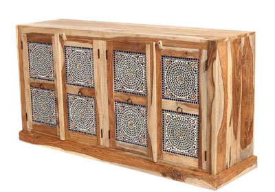 Kast uit India met glas mozaiek