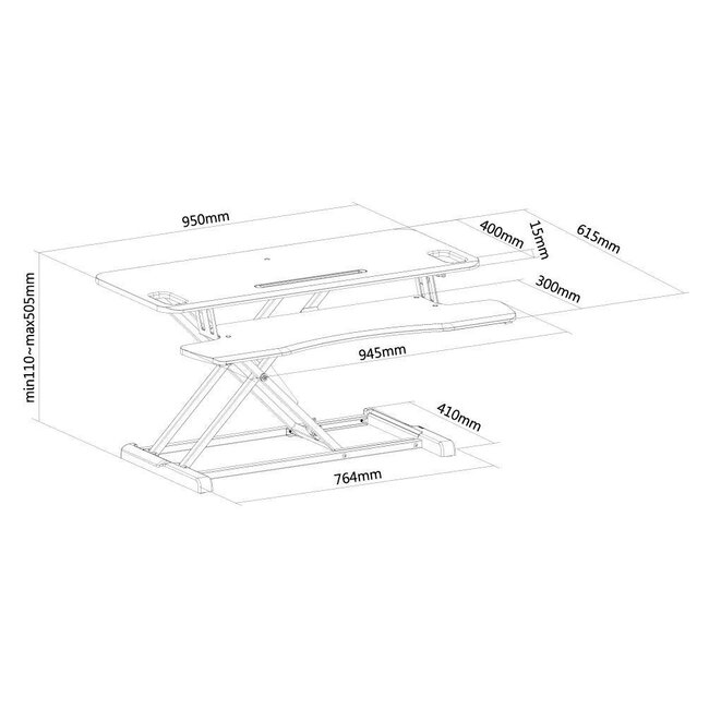 Neomounts NS-WS300BLACK zit-sta werkplek