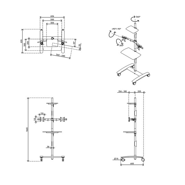 Dataflex Viewmate werkstation - vloer 722