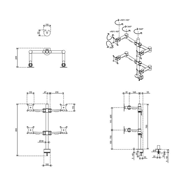 Dataflex Viewmate monitorarm Zilver - bureau 622