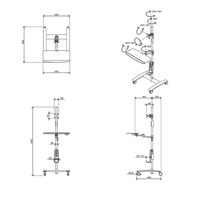 Dataflex Viewmate werkstation - vloer 702
