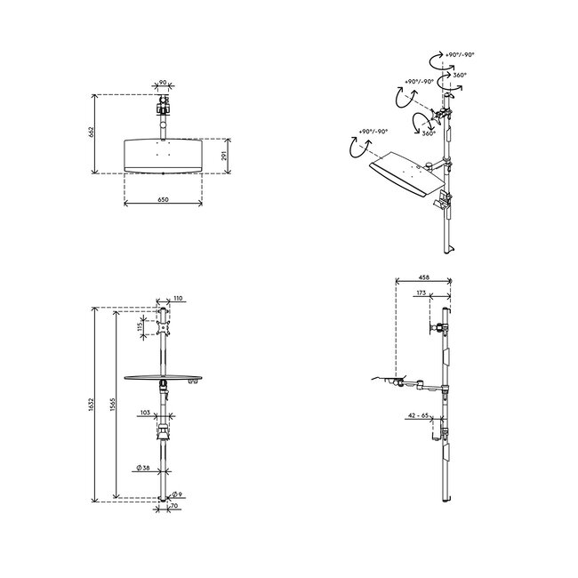 Dataflex Viewmate werkstation - wand 732