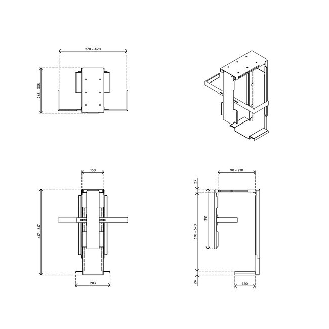 Dataflex Viewmate CPU Houder Zwart - bureau 303 + Slot