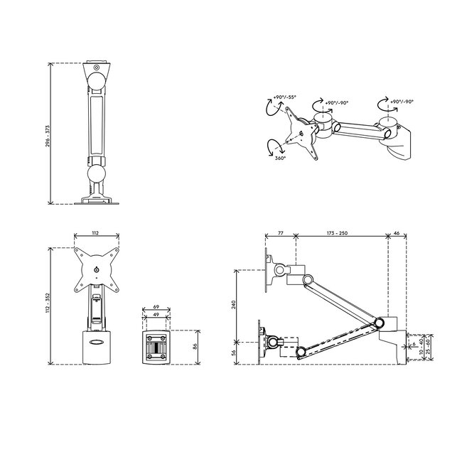 Dataflex Viewlite plus monitorarm - rail 512