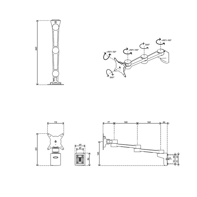 Dataflex Viewlite monitorarm - rail 422