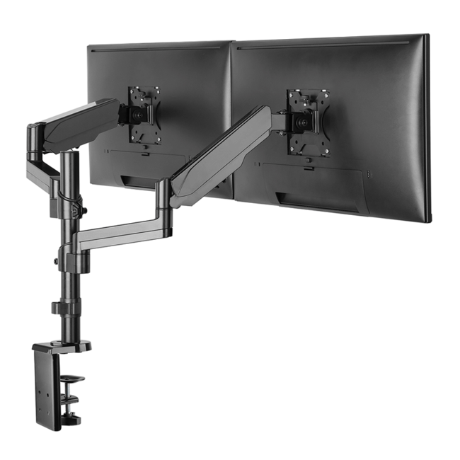 DQ Wall-Support Dubbele Monitorarm zwart - met Gasveer
