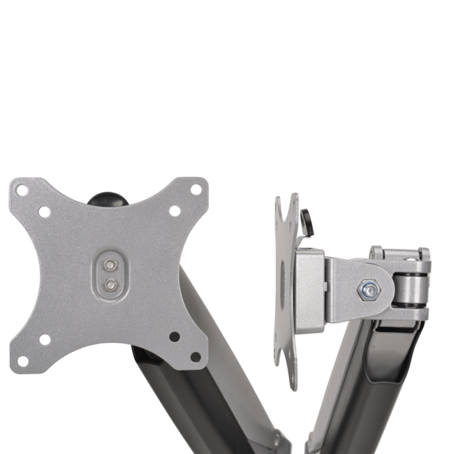 DQ Wall-Support Dubbele Monitorarm zilver- met Gasveer