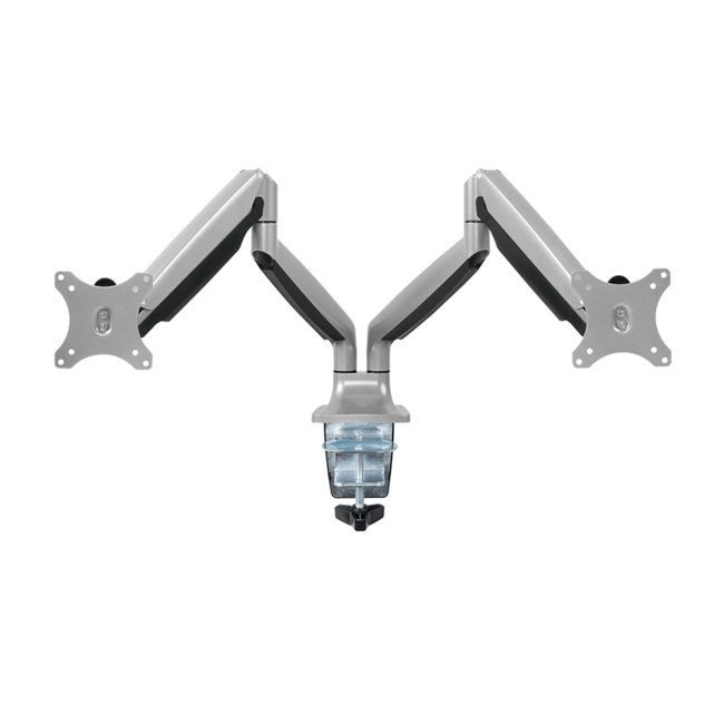 DQ Wall-Support Dubbele Monitorarm zilver- met Gasveer