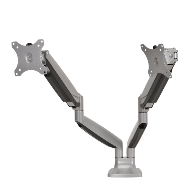 DQ Wall-Support Dubbele Monitorarm zilver- met Gasveer