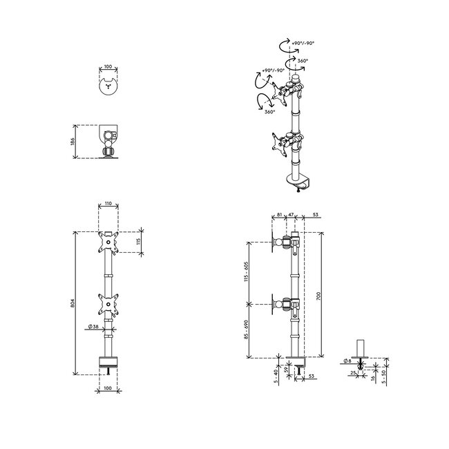 Dataflex Viewmate Style Dubbele Monitorarm 672