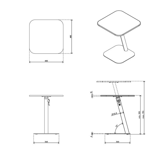 Dataflex Bento® Laptoptafel Verstelbaar 453 Zwart