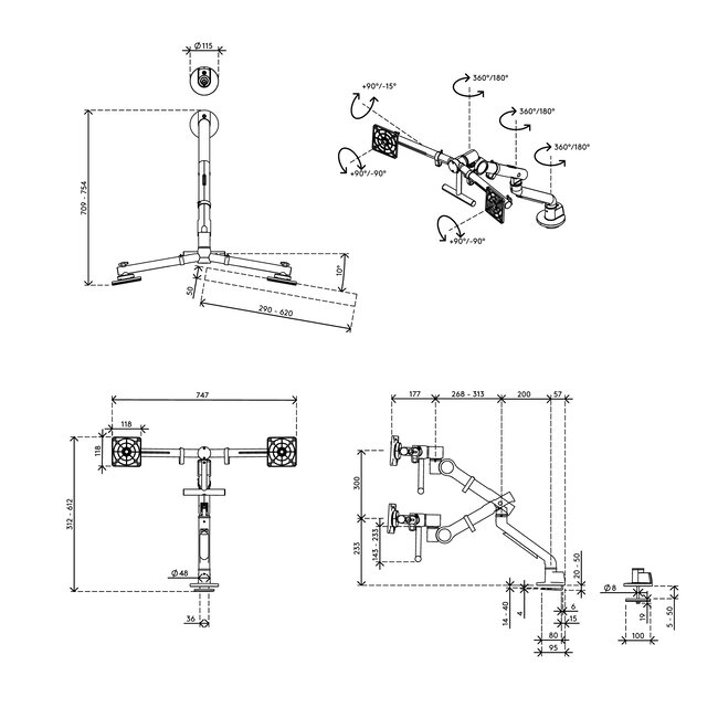 Dataflex Viewgo Pro Monitorarm - bureau 643 Zwart