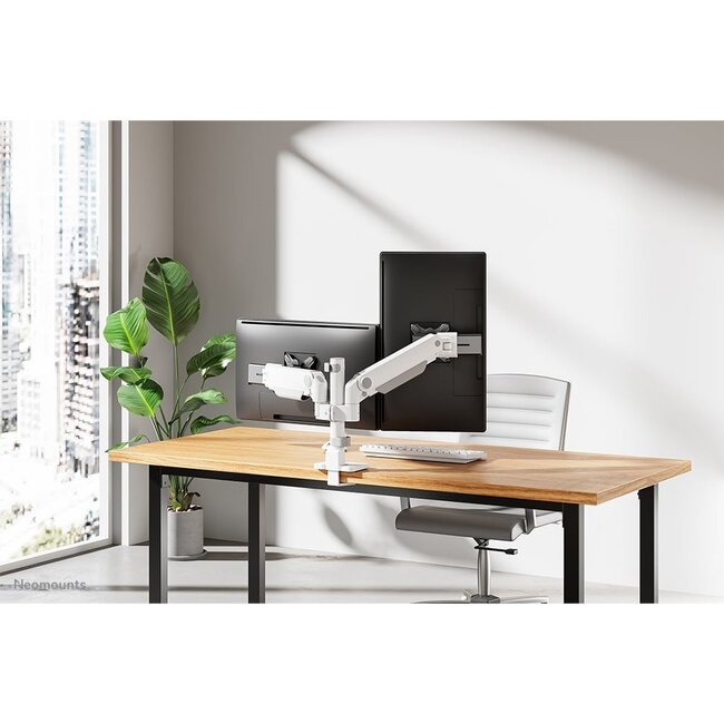 Neomounts DS65S-950WH2 Monitorarm 24-34" - gasveer - Topfix - multi-instelbaar - 180°-stop